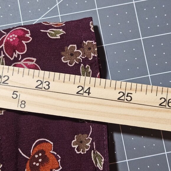 Eddie Bauer Womens 4X Purple Floral Rayon Maxi Dress With Button Front & Long Sl - Picture 15 of 16